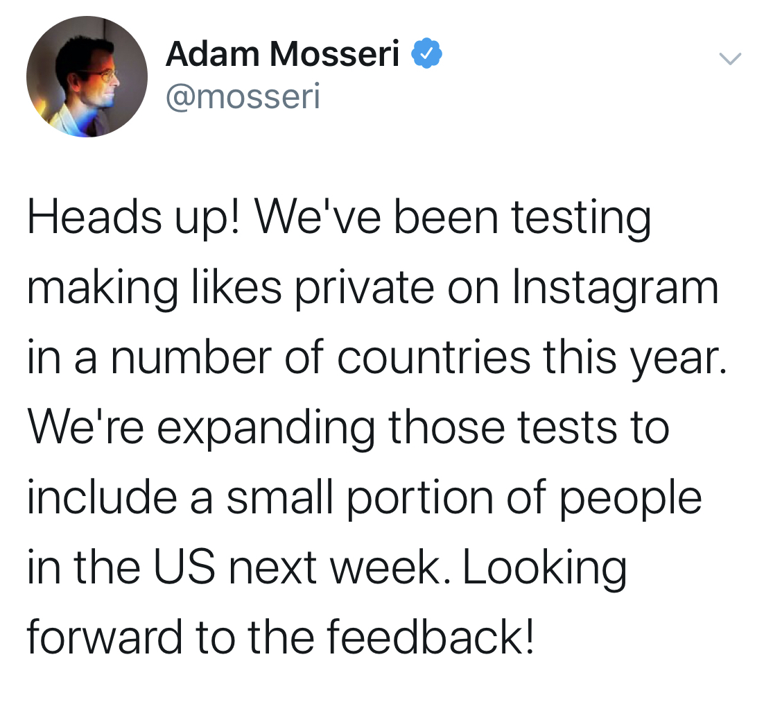instagram removes like count US users