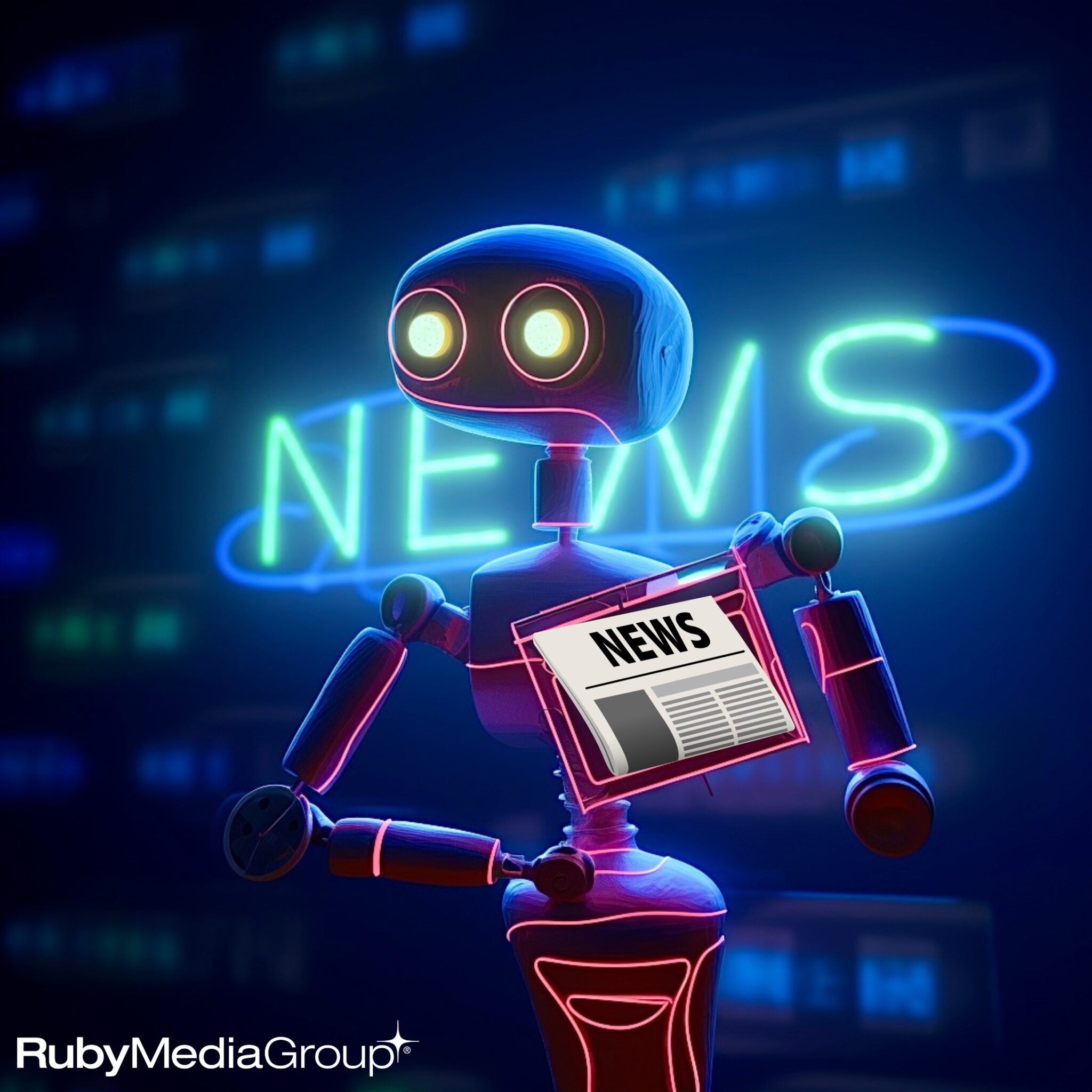 AI robot showing how AI is changing the news business 