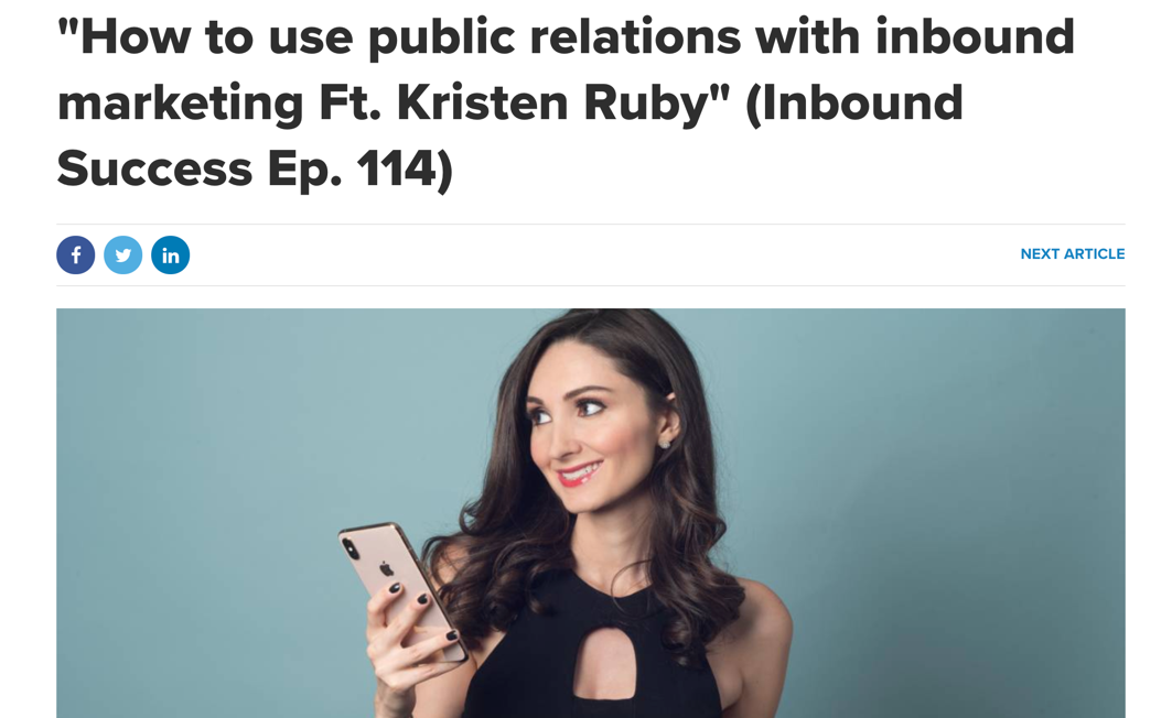 Inbound PR Kris Ruby podcast